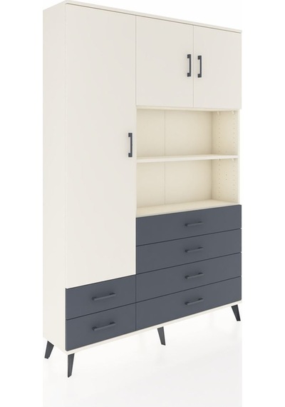 Arges Dolap 8 Raflı 6 Çekmeceli 3 Kapaklı 132x30x195 Aytaşı-aytaşı/antrasit Aytası/antrasıt