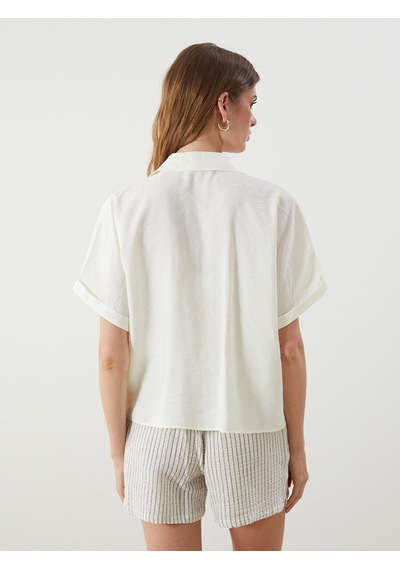 Lcw Vision Ekru Oversize Modal Karışımlı Kadın Gömlek
