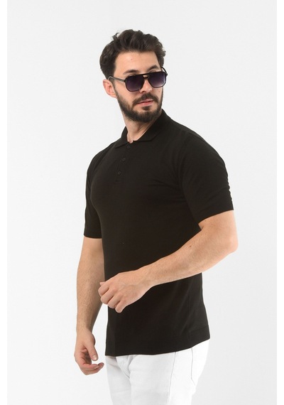 Onno Polo Yaka Regular Siyah Pamuklu T-shirt