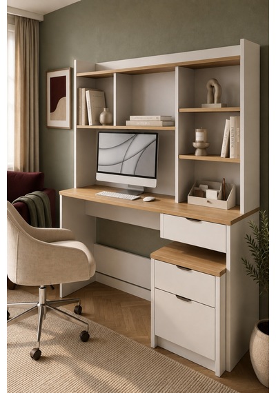 Home Armon Raflı Çekmeceli Kesonlu Çalışma Masası 120x163x50 Cm Beyaz Meşe Modern Tasarım Beyaz - 914411364 Beyaz Home Armon Raflı Çekmeceli Kesonlu Çalışma Masası 120x163x50 Cm Beyaz Meşe Modern Tasarım Beyaz - 914411364 Beyaz