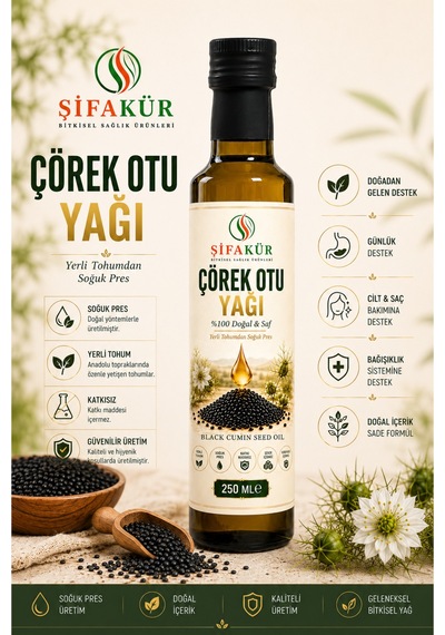Şifakür Soğuk Pres Çörek Otu Yağı 250 ML