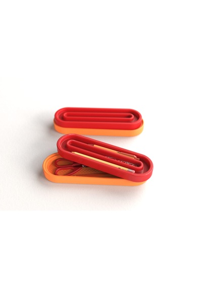 Tıdy Base - Desk Organizer Renkli Kapaklı Kalemlik Seti Kalem, Makas Ve Ataş Düzenleyici Turuncu