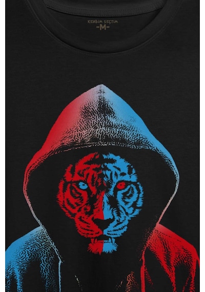 Kaplan Tiger Trabzon Kedisi Mavi Bordo Baskılı Tişört Unisex T-shirt 001