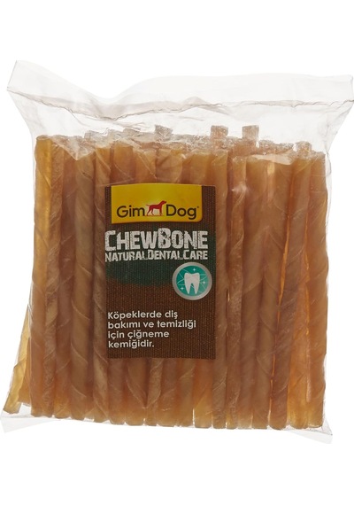 Gimdog Mordimi Köpekler İçin Burgu Çubuk Kemik, Çiğneme Kemiği, Naturel, 50'li, 300 Gr