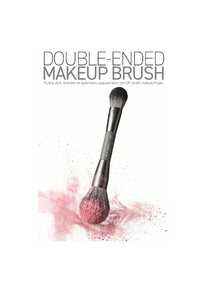 Pudra, Allık, Bronzer Ve Aydınlatıcı İçin Çift Taraflı Makyaj Fırçası - Double Ended Makeup Brush