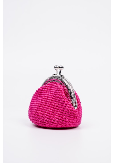 Fabric Craft Bag Bozuk Para Cüzdanı Merserize Pamuk Klipsli Örgü Pembe