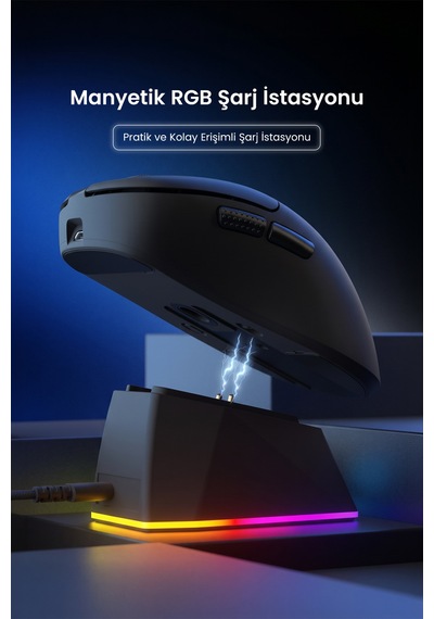 Redragon 3 Modlu Ultra Hafif Paw3311 24.000dpı Şarj İstasyonuna Sahip Oyuncu Mouse M998 -