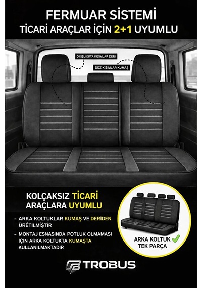 Ford Kuga 2017-2019 2+1 Uyumlu Deri Koltuk Kılıfı Jetdrive Serisi