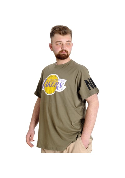 Mode Xl Büyük Beden Erkek T-Shirt Lakers 23156 Haki 001
