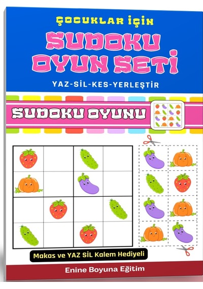 Çocuklar İçin Sudoku Oyun Seti Kes-yapıştır-yaz-sil