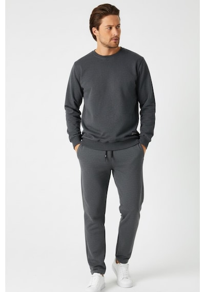Mmetalic Antrasit Relaxed Fit Bisiklet Yaka Sweatshirt Düz Paça Erkek Eşofman Takımı Antrasit