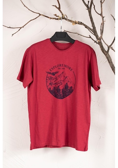 Sıfır Yaka Büyük Beden Baskılı Penye Erkek T-Shirt Çok Renkli