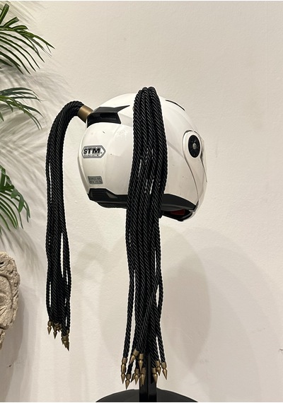 Motor & Motosiklet Siyah Çift Örgülü Saç Kask Dış Aksesuar Diğer