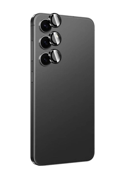 Samsung Uyumlu Galaxy S24 Plus Zore Titanium Premium Temperli Kamera Lens Koruyucu Siyah