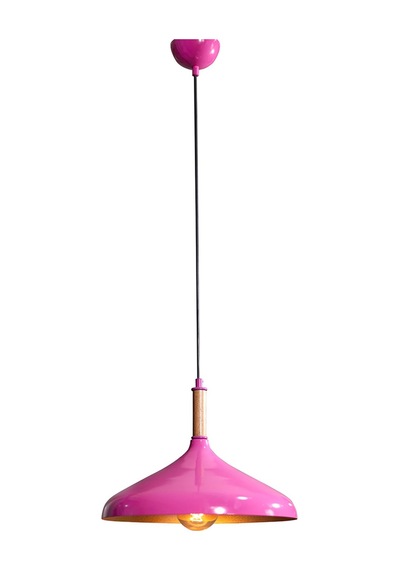 Ufo Tekli Pembe Metal Sarkıt Avize Ahşap Parçalı Mor