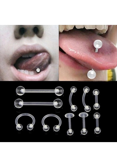 Chavin 10 Lu Şeffaf Akrilik Kaş Göbek Dil Kulak Piercing En41-10