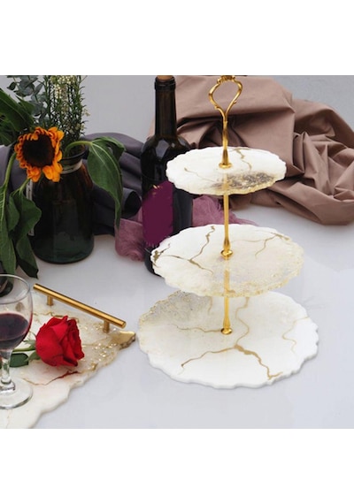 Tahtakale Toptancı Epoksi Silikon Cupcake Standı Kalıp Yuvarlak 3 Lü Kek Standı E209