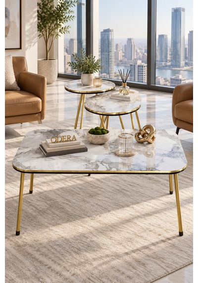 Odera Çift Gold Efes Beyaz Mermer Desenli Orta Sehpa Ve Zigon Sehpa 4'lü Set Metal Ayaklı Retro Modern Salon Sehpası Diğer Odera Çift Gold Efes Beyaz Mermer Desenli Orta Sehpa Ve Zigon Sehpa 4'lü Set Metal Ayaklı Retro Modern Salon Sehpası Diğer
