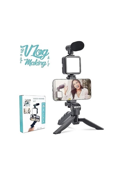 Ayrex Tripod, Selfie, Video Üretimi İçin Kit, Stand, Uzaktan Kumandalı Mikrofon Led Işık Ve Mini Tripod Telefon Vlo