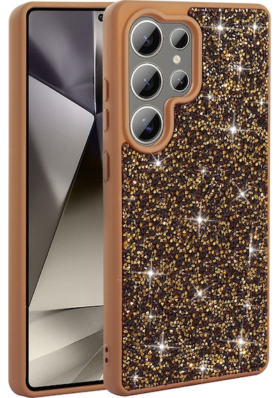 Samsung Galaxy Uyumlu S25 Ultra Kılıf Parlak Taşlı Tasarım Zore Pırlanta Kapak Gold