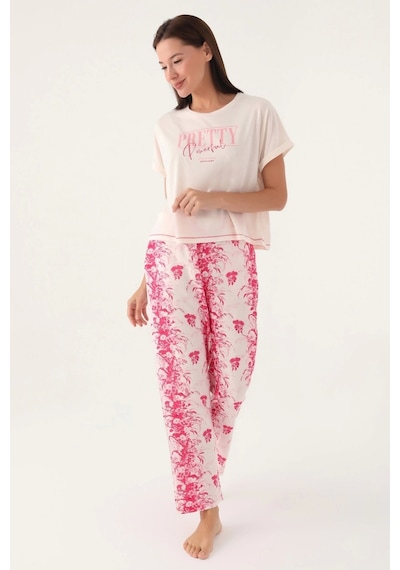 Emilylux Pierre Cardin 8830-s Bayan Kısa Kol Pijama Takımı Vanilya