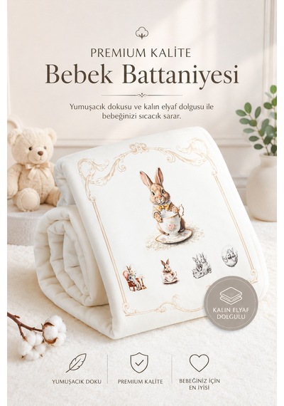 Sitilin Kız Erkek Bebek Atelier Premium 4'lü Hastane Çıkışı Seti Dolgulu Battaniyeli Yenidoğan Seti Stl7175 Beyaz