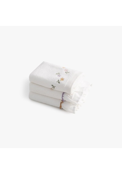Rosie 3'lü Kurulama Havlusu %100 Pamuk Fırfırlı Krem 30x50 Cm Krem-30x50