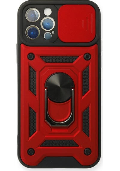 Newface - 97 - İphone 12 Pro Kılıf Pars Lens Yüzüklü Silikon - Cadde101 - - Kırmızı