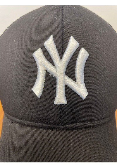 Ny Yankees Nakışlı Fileli Yazlık Beyzbol Cap Şapka Siyah - Beyaz