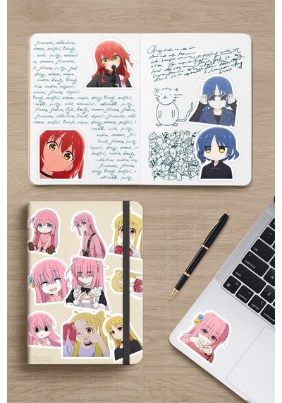 Bochi The Rock Anime Telefon Laptop Bullet Journal Sticker Paketi 25 Adet Çok Renkli