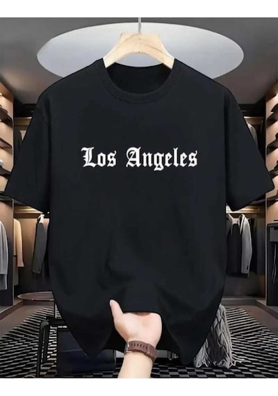 Kozia Outdoors Malkoçbey Los Angeles Baskılı Oversize Unisex Basic O Yaka T-shirt SIYAH