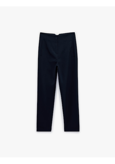 Koton Viskon Karışımlı Ekstra Yüksek Bel Slim Fit Cigarette Pantolon Lacivert 6sak40099uw Lacivert