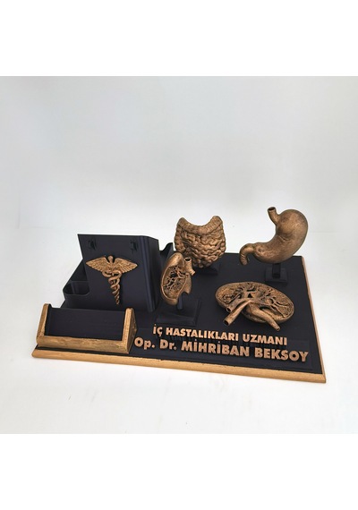 Kişiye Özel İç Hastalıkları Uzmanı Masa İsimliği Ve Kartvizitlik Gold - Siyah