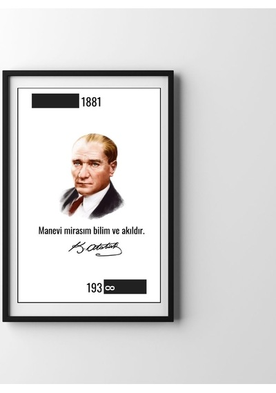 Atatürk Portreli Duvar Tablosu Yapışkanlı Sök Tak Çerçeveli 20x30cm - 1881-193 Sonsuzluk Tasarımlı Hediye Poster