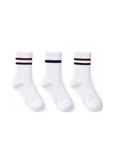 Plus Scorpion Unisex Beyaz Tenis Çorabı Çizgili, Pamuklu Uzun Spor Çorabı