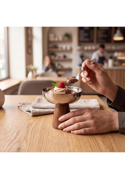 Mallart Ahşap Ayaklı Paslanmaz Çelik Dondurma Ve Tatlı Kasesi - 12 Cm Kadeh Formlu Lüks Sunum Çanağı, Puding Mousse Ve Meyve Servis Kupı gümüş Mallart Ahşap Ayaklı Paslanmaz Çelik Dondurma Ve Tatlı Kasesi - 12 Cm Kadeh Formlu Lüks Sunum Çanağı, Puding Mousse Ve Meyve Servis Kupı gümüş