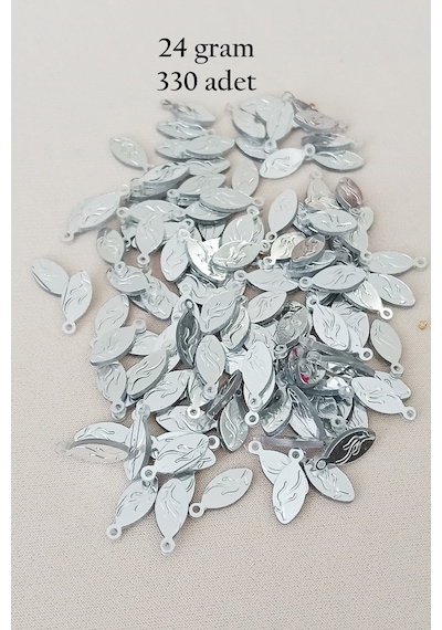 Oya Abiye Bileklik Kolye Pleksi Metalik Plastik Pul Gümüş Renk 24 Gram 330 Adet - Bnc575