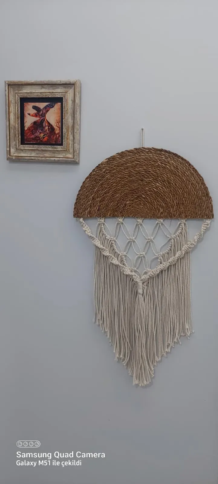 Makrome Jüt Görünümlü Dekoratif Duvar Aksesuarı 40 CM