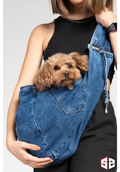 Salya Store Kedi Köpek Taşıma Çantası Kot Anne Kucağı Cnt-107