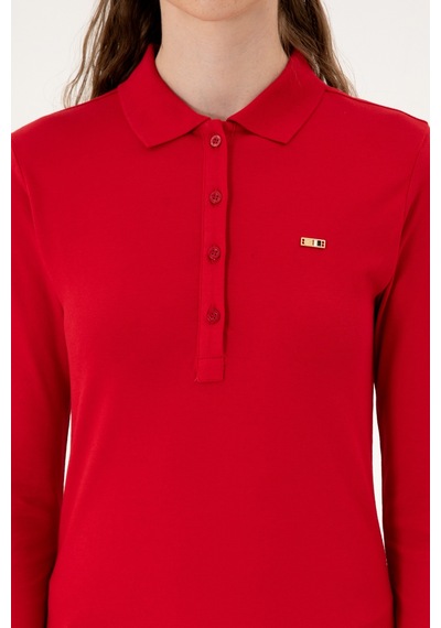 U.S. Polo Assn. Kadın Kırmızı Basic Polo Yaka Sweatshırt 50313593-VR030
