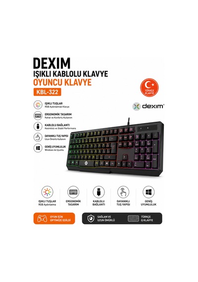 Kbl-322 Işıklı Kablolu Oyuncu Klavyesi