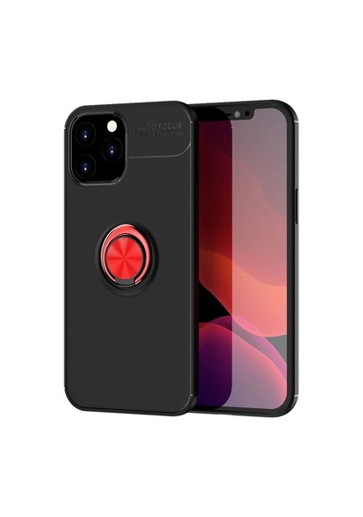 İphone 12 Pro Max Kılıf Range Yüzüklü Silikon - Siyah-kırmızı