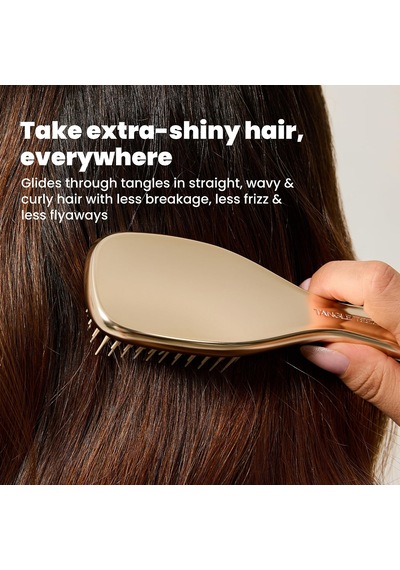 Mini Ultimate Detangler Chrome Saç Açıcı Fırça Islak Ve Kuru Saçlar İçin Champagne Gold Patentli Çift Katmanlı Diş Teknolojisi Seyahat Boyu