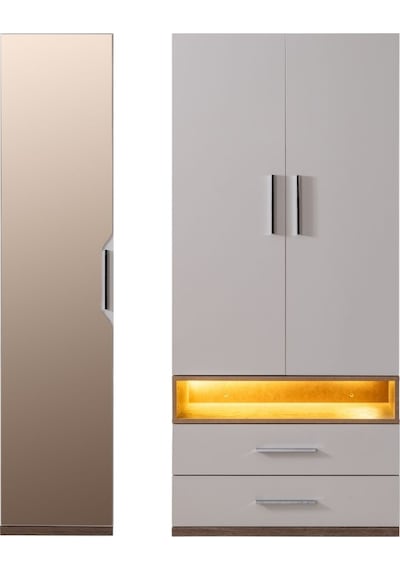 Genç Odası - 5 Kapaklı Aynalı Dolap, Karyola, Komodin, Çalışma Masası, Kitaplık Beyaz Genç Odası - 5 Kapaklı Aynalı Dolap, Karyola, Komodin, Çalışma Masası, Kitaplık Beyaz