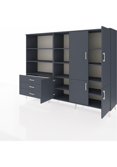 Hyperion Dolap 11 Raflı 3 Çekmeceli 5 Kapaklı 220x44x163 Antrasit Antrasit-antrasit Hyperion Dolap 11 Raflı 3 Çekmeceli 5 Kapaklı 220x44x163 Antrasit Antrasit-antrasit