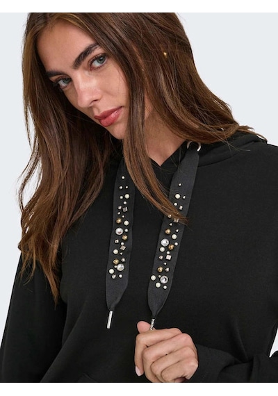 Only 15377809 Kapsonlu Kadin Sweat - Siyah