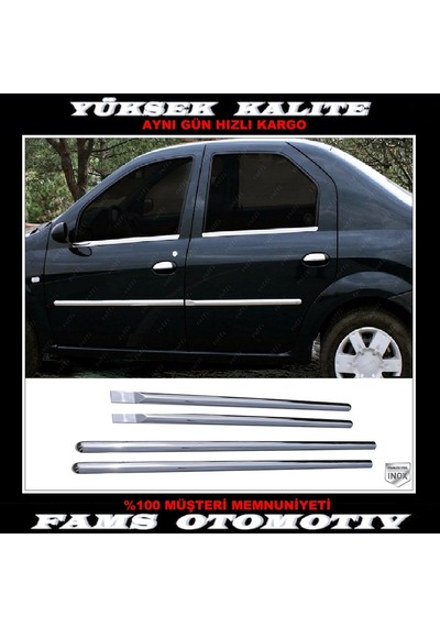 Dacia Logan Krom Yan Kapı Çıtası 4 Kapı 2004-2012 P. Çelik