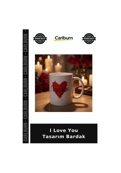 I Love You Tasarım Bardak Romantik Hediye Kutulu Kupa Özel Gün Hediyesi Çok Renkli