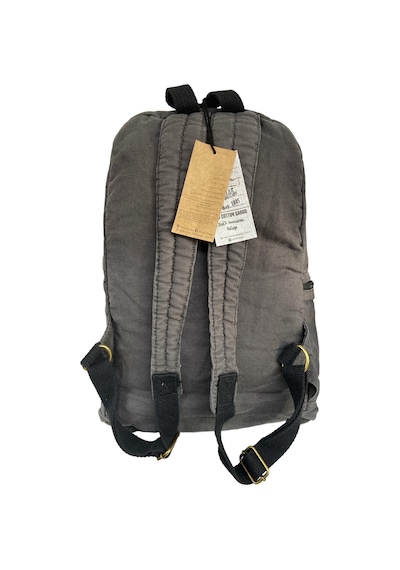 Old Cotton Cargo Kaliteli Vintage Disayn Laptop Bölmeli Sırt Gezi Çantası Leone Bag Oil 5100 Gri