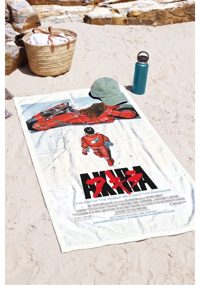 Motor Sporları Anime Plaj Havlusu - Kırmızı Beyaz Vintage Poster Hızlı Kuruyan Mikrofiber Havlu Sedef Porselen